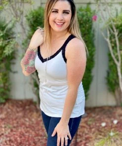 Boutique Simplified Classy Lace Trim Tank