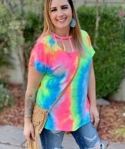 Boutique Simplified Raise The Bar Tie Dye Top