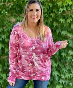 Boutique Simplified Ruby Star Long Sleeve Top