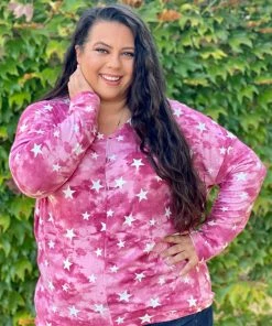 Boutique Simplified Ruby Star Long Sleeve Top