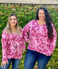 Boutique Simplified Ruby Star Long Sleeve Top