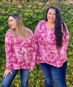 Boutique Simplified Ruby Star Long Sleeve Top