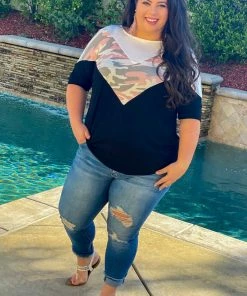 Boutique Simplified Girls Love To Play Camo Chevron Top