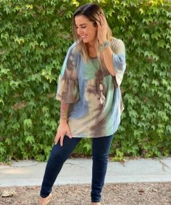 Boutique Simplified Jazzy Tie Dye Ruffle Sleeve