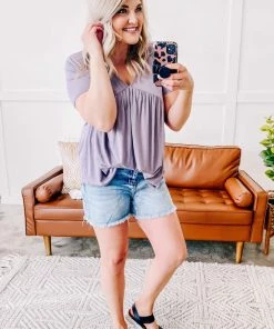 No Ship Drop Ship Make Good Choices Bamboo Babydoll Top In Dusty Lavender Apparel