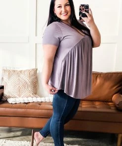 No Ship Drop Ship Make Good Choices Bamboo Babydoll Top In Dusty Lavender Apparel