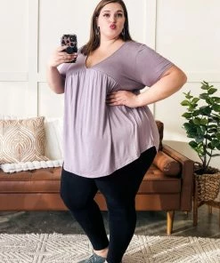 No Ship Drop Ship Make Good Choices Bamboo Babydoll Top In Dusty Lavender Apparel