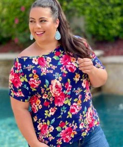 Boutique Simplified Night Blooms Boxy Top