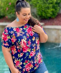 Boutique Simplified Night Blooms Boxy Top