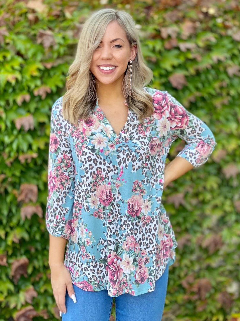 Boutique Simplified In The Moment 3/4 Sleeve Top 2 Boutique Simplified In The Moment 3/4 Sleeve Top