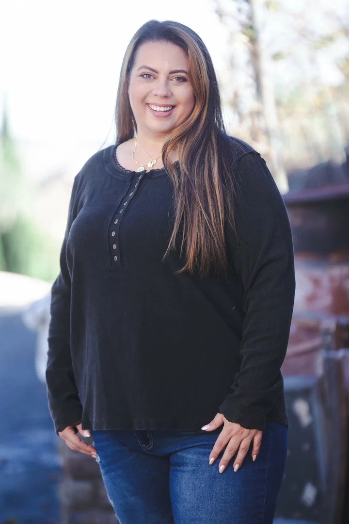 Boutique Simplified My Forever Black Sweater Henley 4 Boutique Simplified My Forever Black Sweater Henley