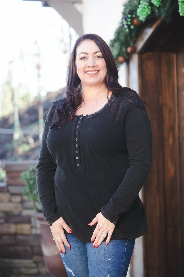 Boutique Simplified My Forever Black Sweater Henley 2 Boutique Simplified My Forever Black Sweater Henley