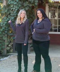 Boutique Simplified Holiday Glitz Long Sleeve Top