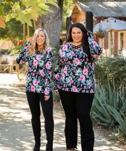 Boutique Simplified Botanical Goddess Criss Cross Top