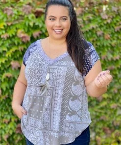 Boutique Simplified Paisley Mae Short Sleeve Top