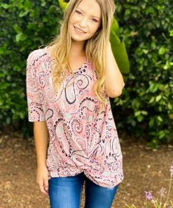 Boutique Simplified Perfectly Paisley Twist Top
