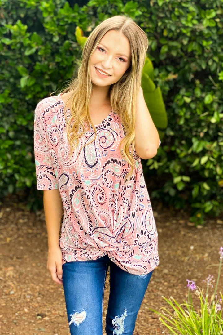 Boutique Simplified Perfectly Paisley Twist Top 1 Boutique Simplified Perfectly Paisley Twist Top