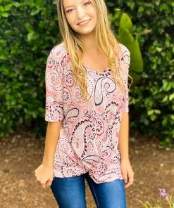 Boutique Simplified Perfectly Paisley Twist Top