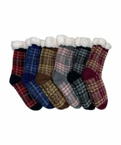 Boutique Simplified Plaid Fleece Lined Socks