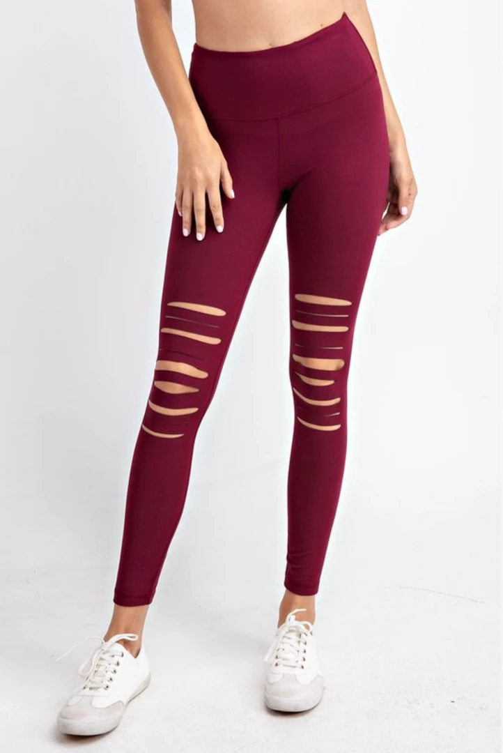 Boutique Simplified Laser Cut Leggings In Burgundy 1 Boutique Simplified Laser Cut Leggings In Burgundy