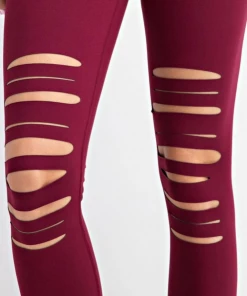 Boutique Simplified Laser Cut Leggings In Burgundy 6 Boutique Simplified Laser Cut Leggings In Burgundy