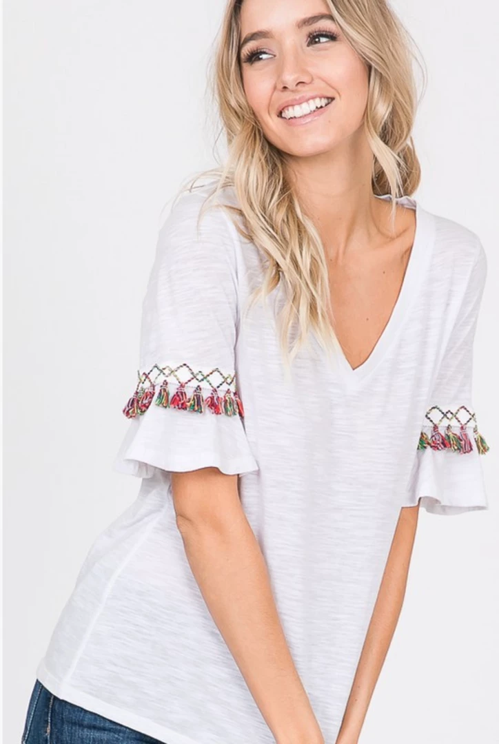 Boutique Simplified Fiesta Tassel Trim Top 4 Boutique Simplified Fiesta Tassel Trim Top