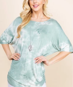 Boutique Simplified Sea Mist Tie Dye Ruched Top 8 Boutique Simplified Sea Mist Tie Dye Ruched Top