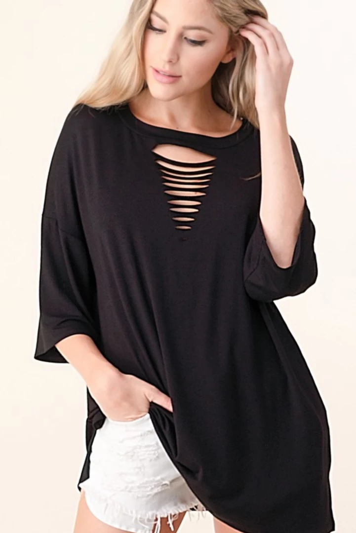 Boutique Simplified Laser Cut Tunic In Black 5 Boutique Simplified Laser Cut Tunic In Black