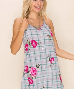 Boutique Simplified Checked In Floral Summer Tunic
