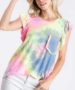 Boutique Simplified Flutter By Tie Dye Ruffled Top 7 Boutique Simplified Flutter By Tie Dye Ruffled Top