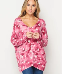 Boutique Simplified Ruby Star Long Sleeve Top