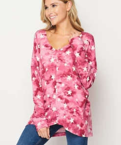 Boutique Simplified Ruby Star Long Sleeve Top