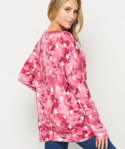 Boutique Simplified Ruby Star Long Sleeve Top