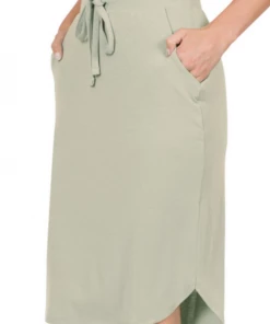 Zenana Tulip Hem Skirt W/ Pockets Apparel