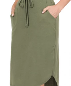 Zenana Tulip Hem Skirt W/ Pockets Apparel