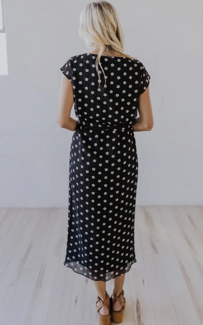 Roolee Michigan Avenue Black Floral Midi Dress 5 Roolee Michigan Avenue Black Floral Midi Dress