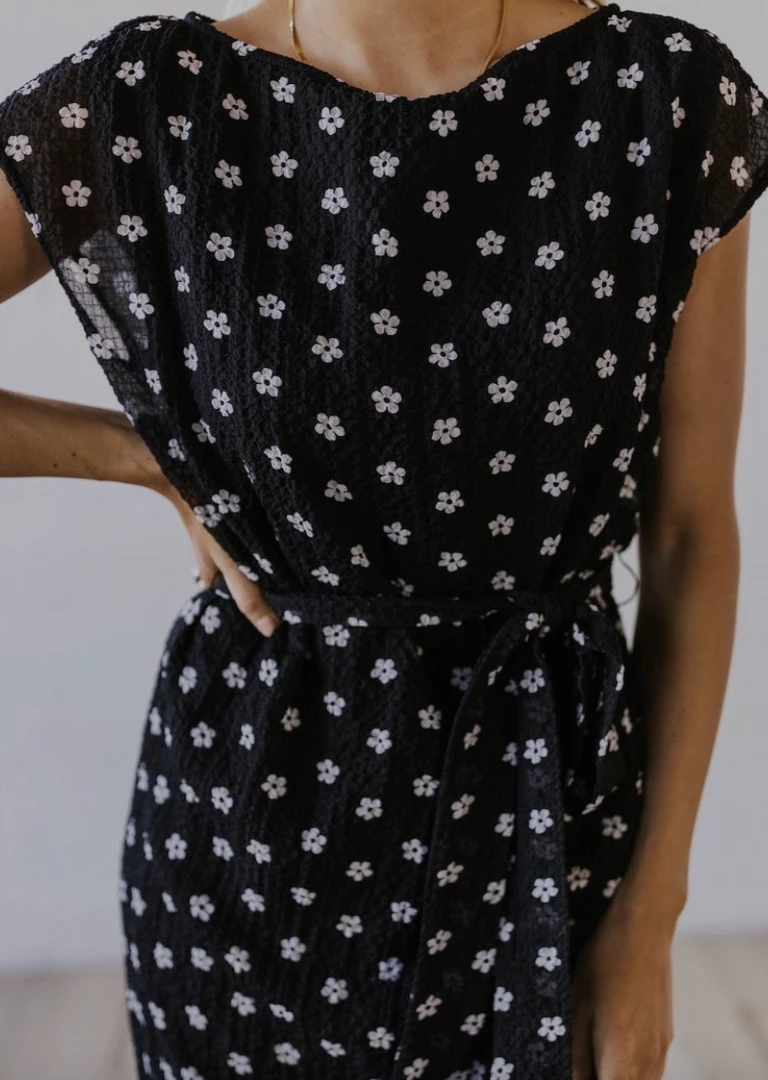 Roolee Michigan Avenue Black Floral Midi Dress 4 Roolee Michigan Avenue Black Floral Midi Dress