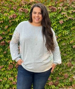 Boutique Simplified Silver Lining Long Sleeve Top