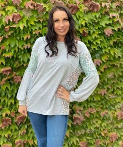 Boutique Simplified Silver Lining Long Sleeve Top