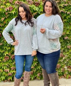 Boutique Simplified Silver Lining Long Sleeve Top