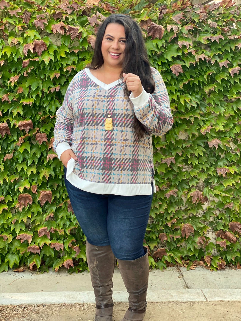 Boutique Simplified Sketched With Plaid Pullover 9 Boutique Simplified Sketched With Plaid Pullover