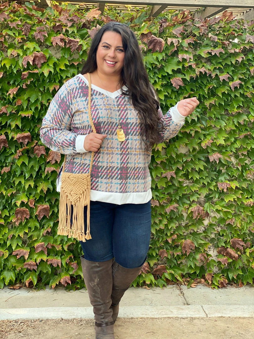 Boutique Simplified Sketched With Plaid Pullover 8 Boutique Simplified Sketched With Plaid Pullover