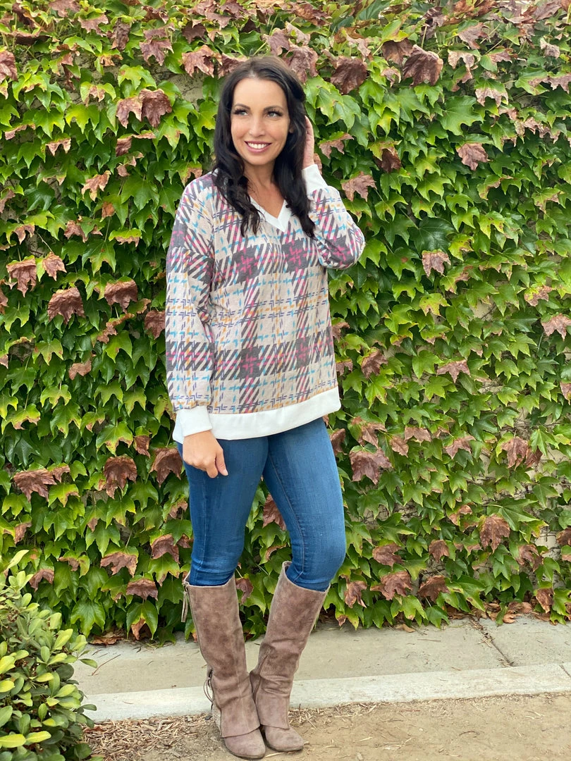 Boutique Simplified Sketched With Plaid Pullover 3 Boutique Simplified Sketched With Plaid Pullover