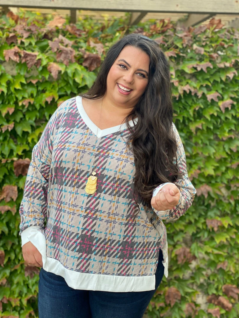 Boutique Simplified Sketched With Plaid Pullover 4 Boutique Simplified Sketched With Plaid Pullover