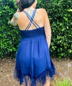 Boutique Simplified Tooling In Floral All In One Dress In Navy