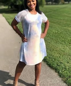 Boutique Simplified Unicorn Tie Dye Raglan Dress