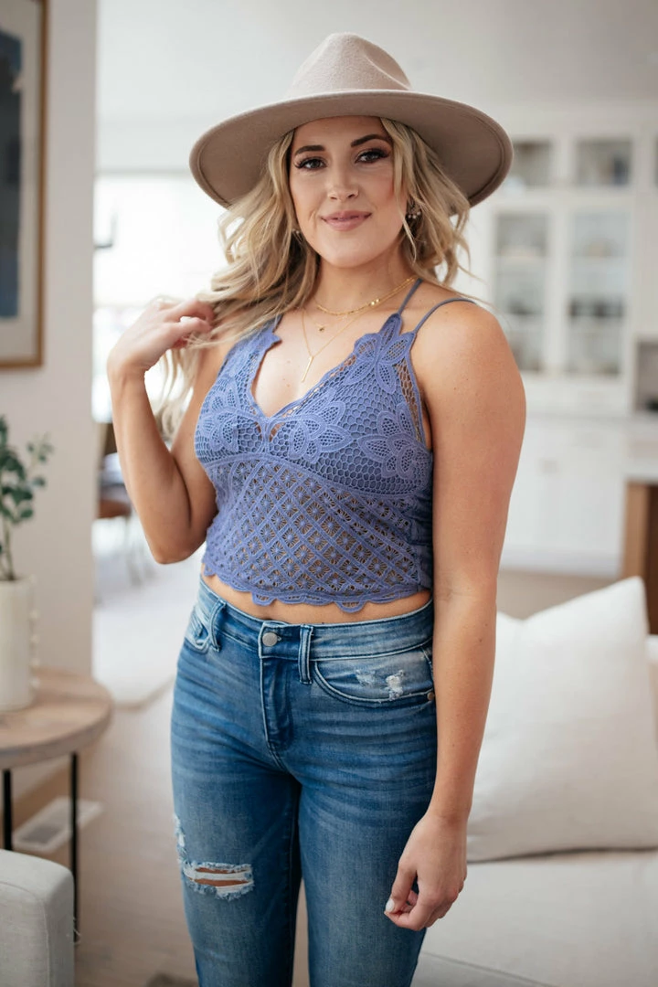 La Miel Wild And Free Crop Top In Dusty Blue Apparel 1 La Miel Wild And Free Crop Top In Dusty Blue Apparel