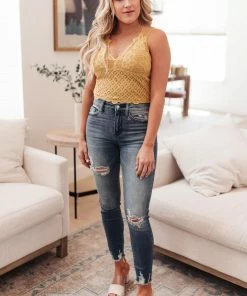 La Miel Wild And Free Crop Top In Mustard Apparel