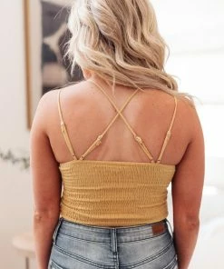La Miel Wild And Free Crop Top In Mustard Apparel