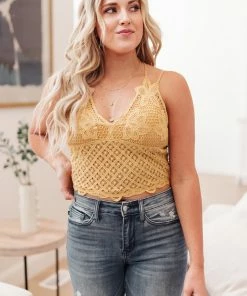 La Miel Wild And Free Crop Top In Mustard Apparel
